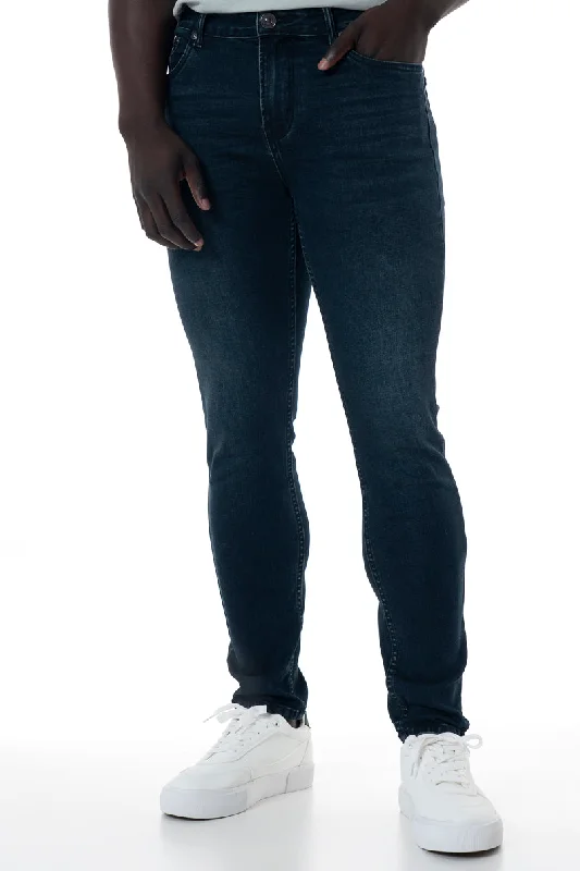 Casual Ripped Men's JeansRf02 Skinny Jeans _ 152040 _ Dark Blue