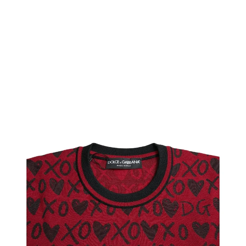 Men's Sweaters with Skinny FitsDolce & Gabbana Red Black XOXO Crew Neck Pullover Men's Sweater Men's Sweaters with Skinny FitsDolce & Gabbana Red Black XOXO Crew Neck Pullover Men's Sweater