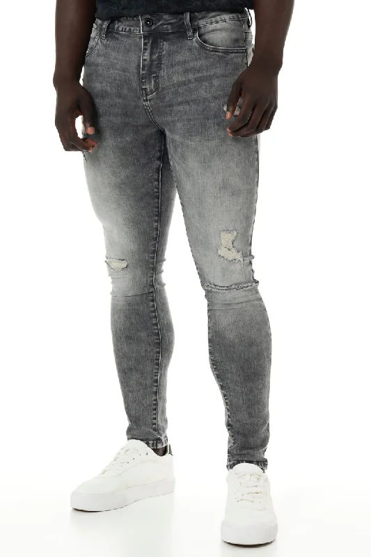 Men's Straight-Leg Jeans in Dark WashRf10 Rip And Repair Skinny Jeans _ 146865 _ Light Grey