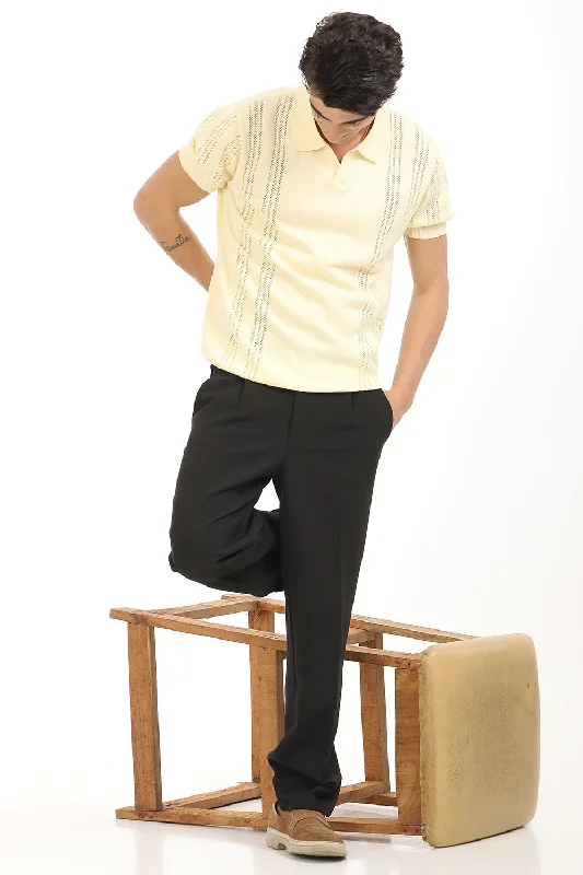 Men's Long-Sleeved ShirtsYellow Stripe Polo T-Shirt