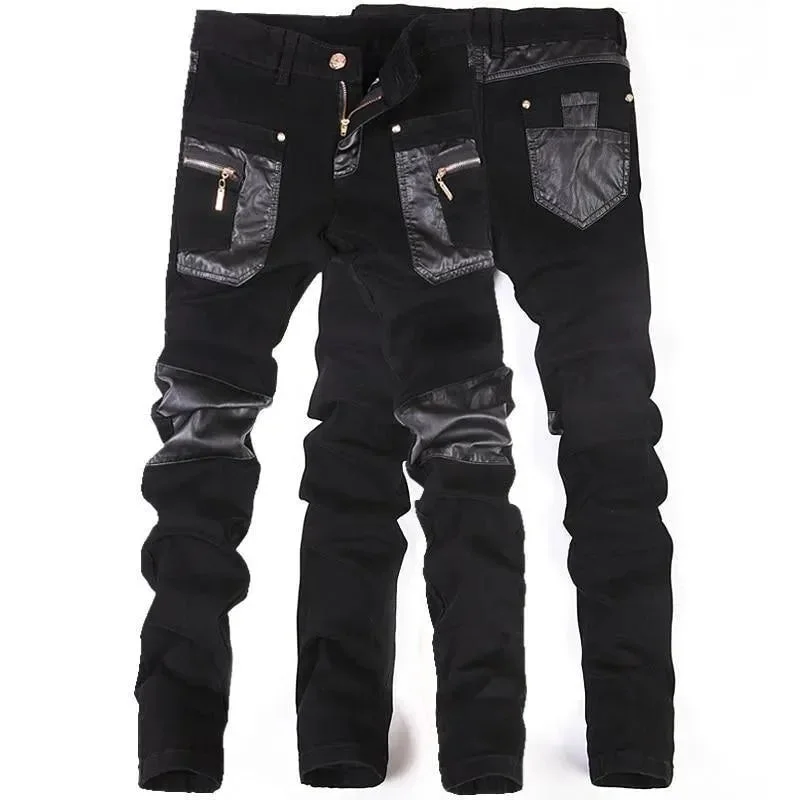Comfort-Fit Men's JeansHip Hop Leather Pants For Men