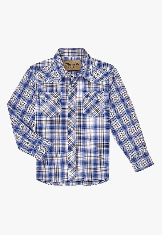 Men's Stain-Resistant Shirts for Mess-Free WearWrangler Boys Plaid Snap Long Sleeve Shirt