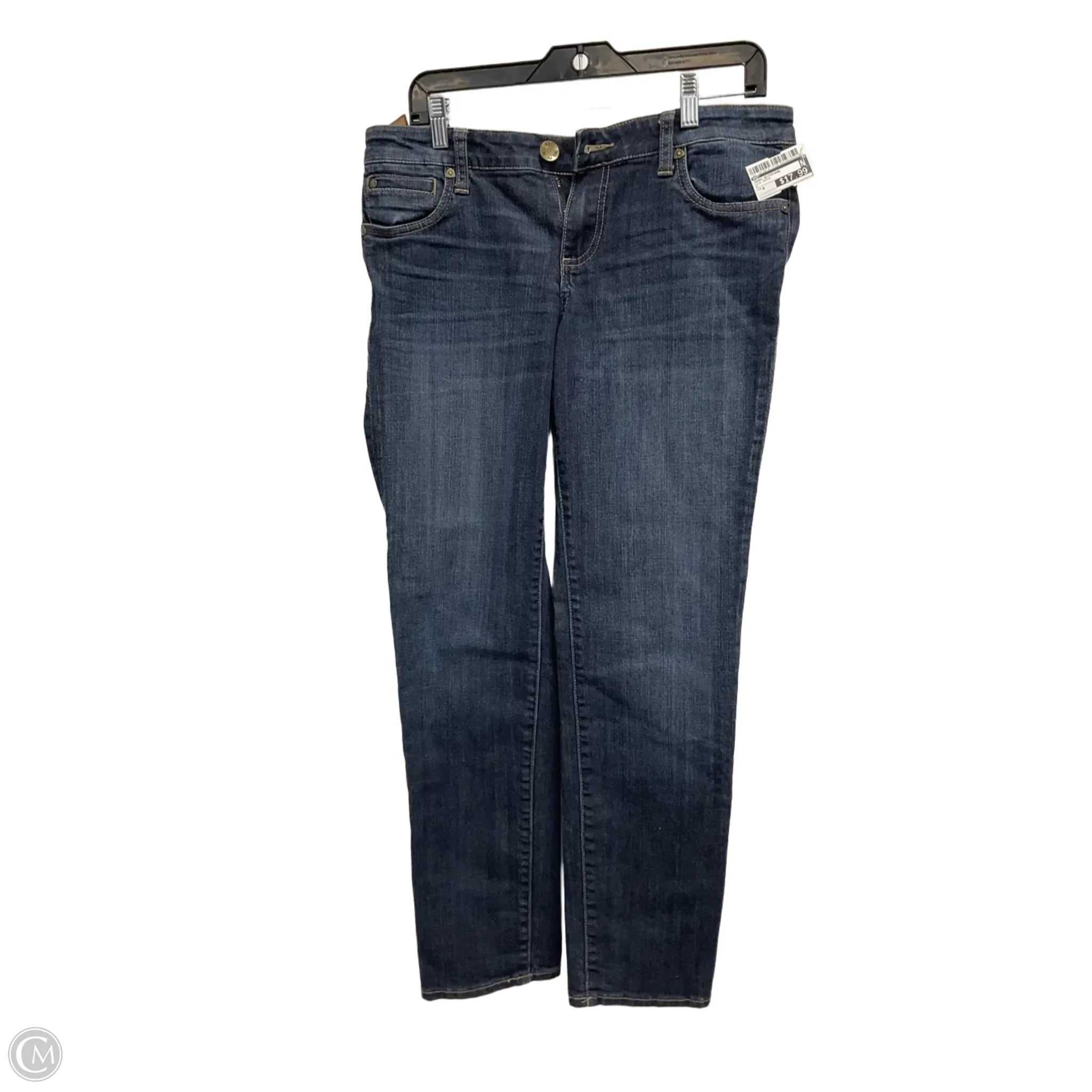 Leather Patch Embellished Men's JeansJeans Boyfriend By Kut In Blue Denim, Size: 8