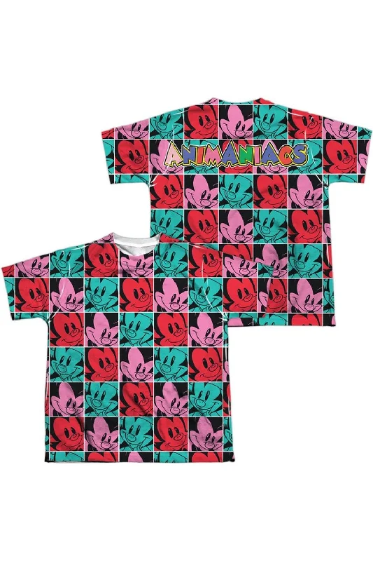 Versatile Men's Tank TopsAnimaniacs Squares (Front/Back Print) Short Sleeve Youth Poly Crew Tee / T-Shirt
