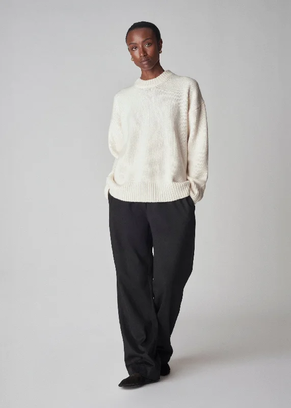 Men's Sweaters with Skinny FitsBoyfriend Crew Neck in Wool Cashmere - Ivory