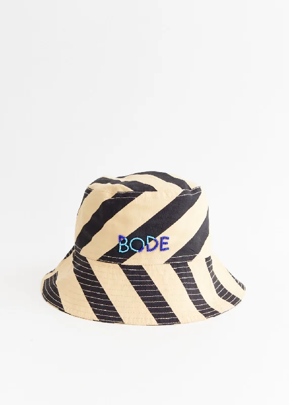 Fashionable Bucket Hats for WomenDomino Stripe Bucket Hat