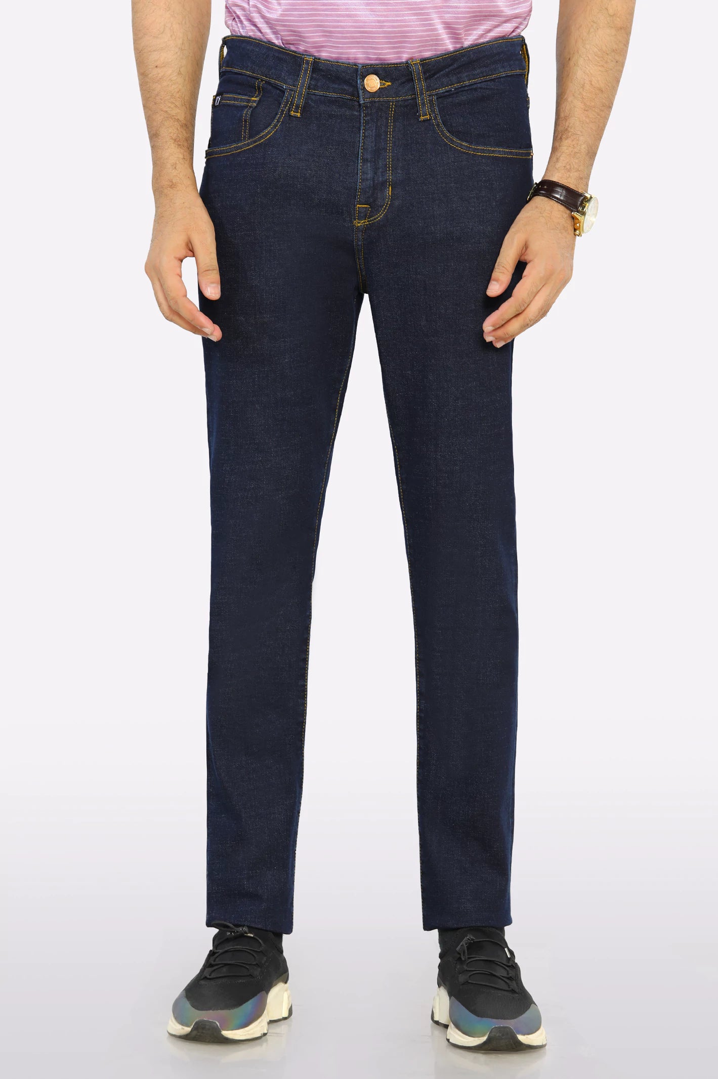 Cool Distressed Men's JeansDark Blue Modern Slim Fit Jeans