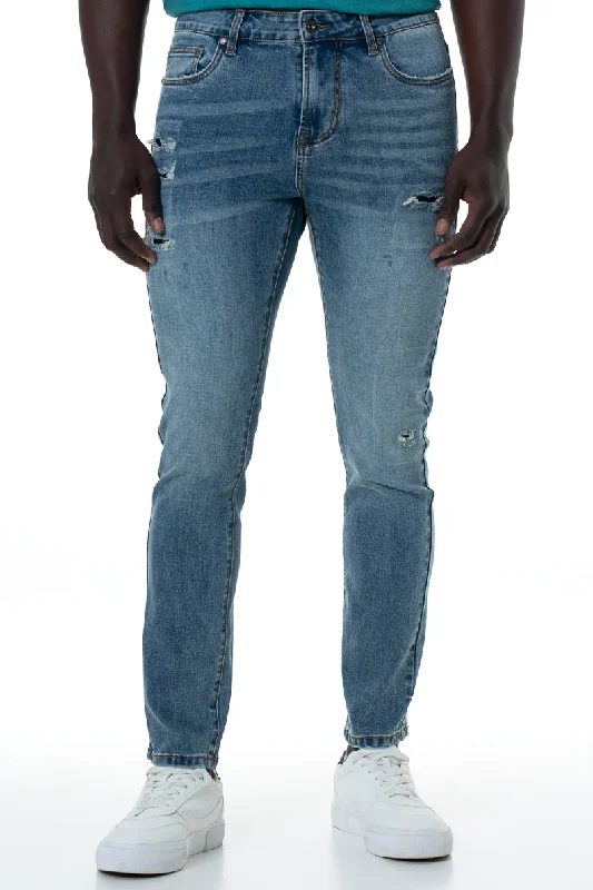 Men's Jeans with RipsRf02 Skinny Jeans _ 156185 _ Mid Wash