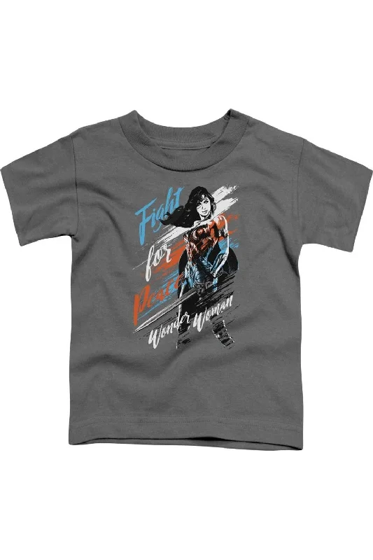 Men's Shirts with Button-Down CollarsWonder Woman Movie Fight For Peace Short Sleeve Juvenile Tee / T-Shirt