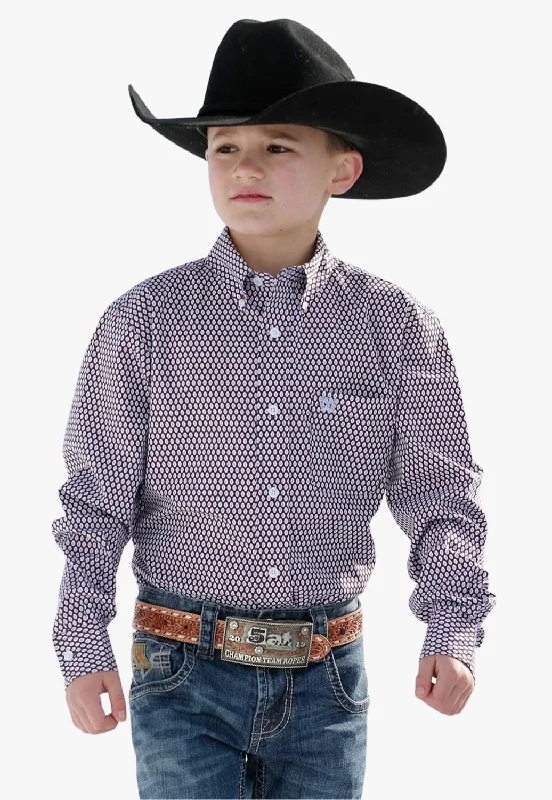 Men's Denim Shirts for a Rugged LookCinch Boys Geo Print Button Down Long Sleeve Shirt