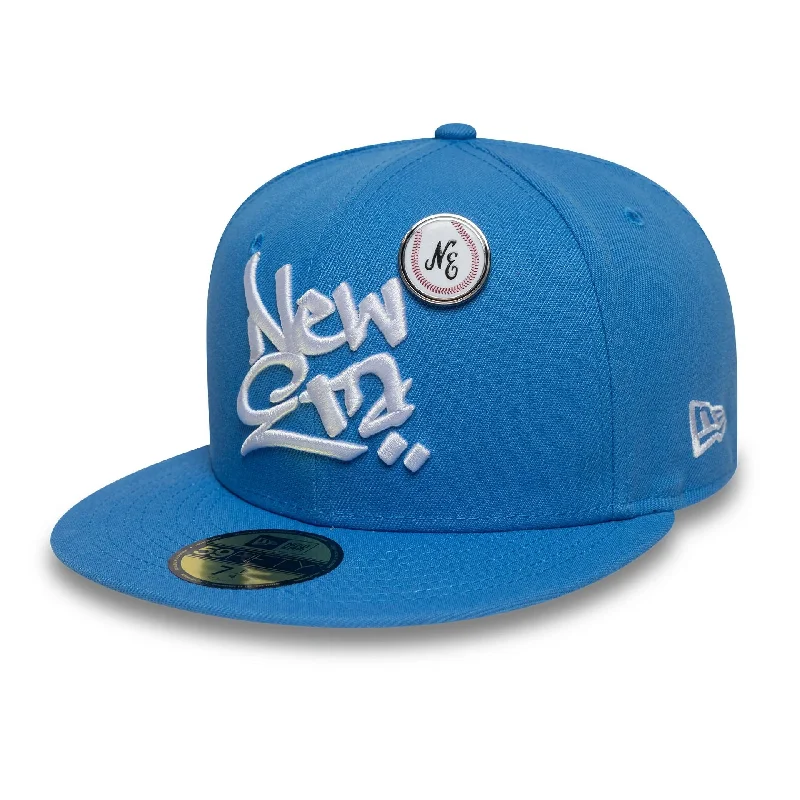 Female Straw HatsNew Era Oversized Script Blue 59FIFTY Fitted Cap