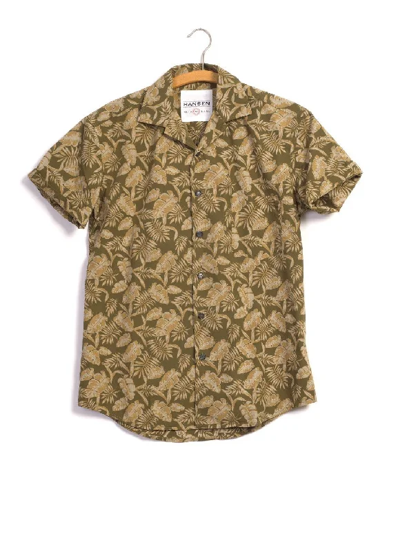 Men's Organic Cotton Shirts for Eco-ConsciousnessJONNY | Printed Short Sleeve Shirt | Khakiplant