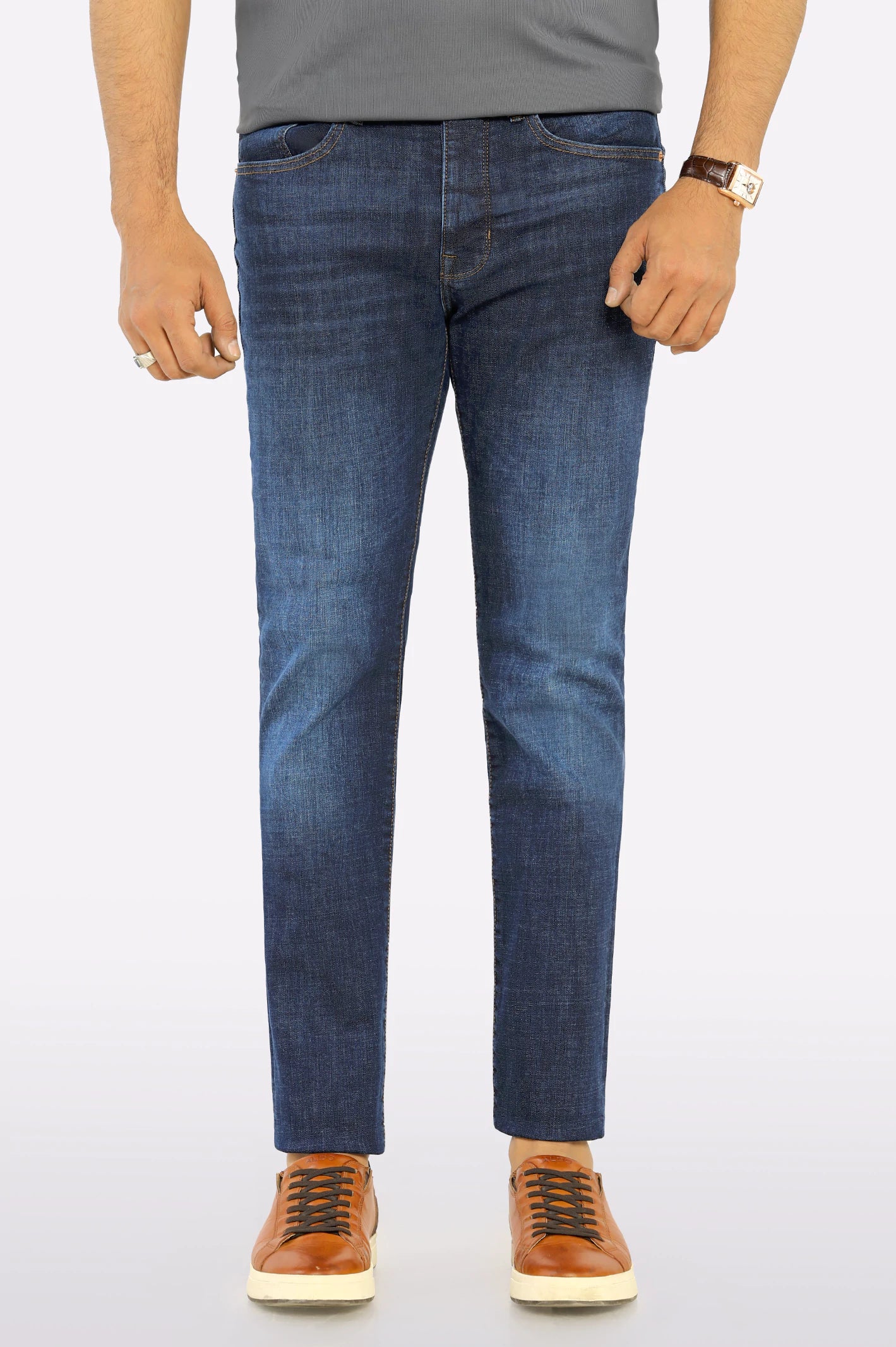 Everyday Casual Men's JeansDark Blue Modern Slim Fit Jeans