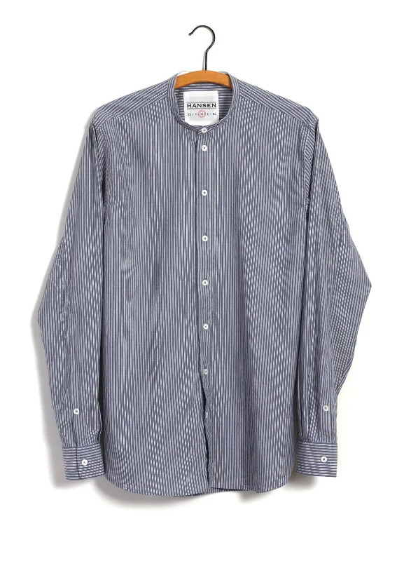 Men's Long-Sleeve Shirts for Year-Round WearANTE | Collarless Shirt | Small Blue Stripes
