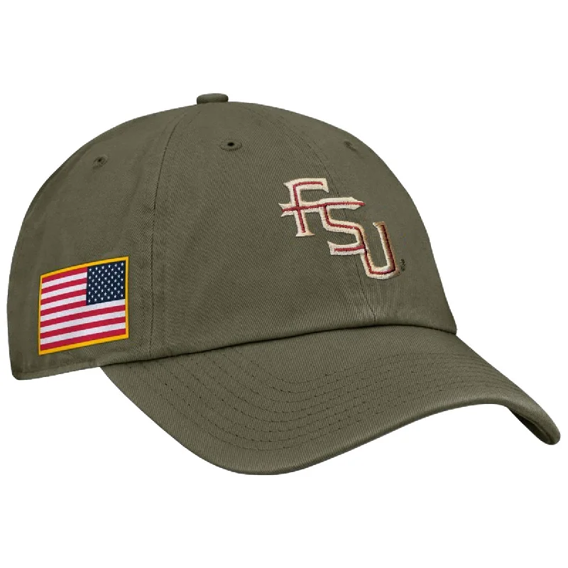 Wide-Brimmed Sun HatsNike Stacked FSU Team Issue Adjustable Military Club Cap - Olive