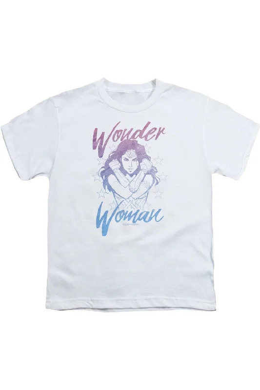 Men's Shirts with Barrel CuffsWonder Woman Movie Retro Stance Short Sleeve Youth Tee / T-Shirt