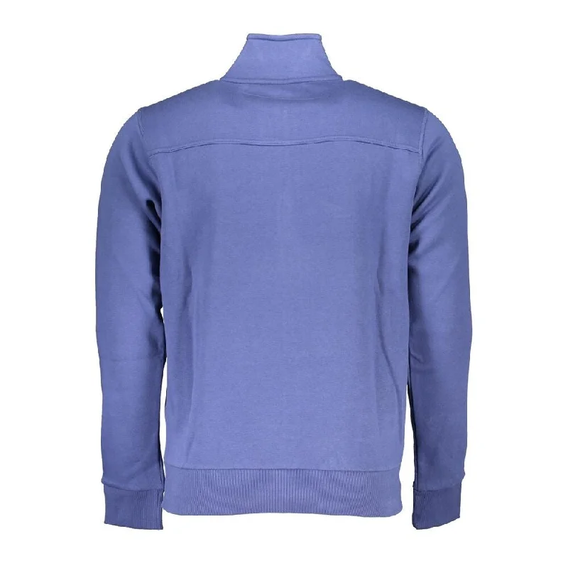 Men's Sweaters with Zippered PocketsU.S. Grand Polo Blue Cotton Men's Sweater
