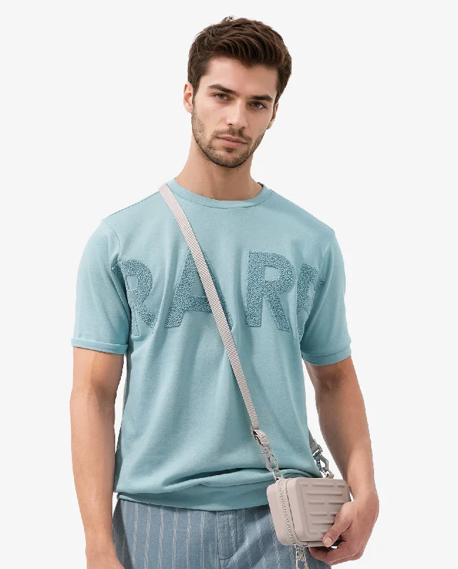 Men's Casual Shirts for Everyday WearRare Rabbit Mens Nor-2 Dusky Turq Loopback Terry Fabric Half Sleeves Graphic Print Oversized T-Shirt Men's Casual Shirts for Everyday WearRare Rabbit Mens Nor-2 Dusky Turq Loopback Terry Fabric Half Sleeves Graphic Print Oversized T-Shirt