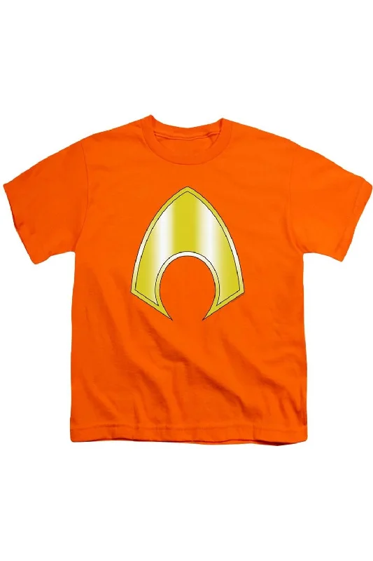 Men's Shirts with Velcro ClosuresJustice League of America Aquaman Logo Short Sleeve Youth Tee / T-Shirt