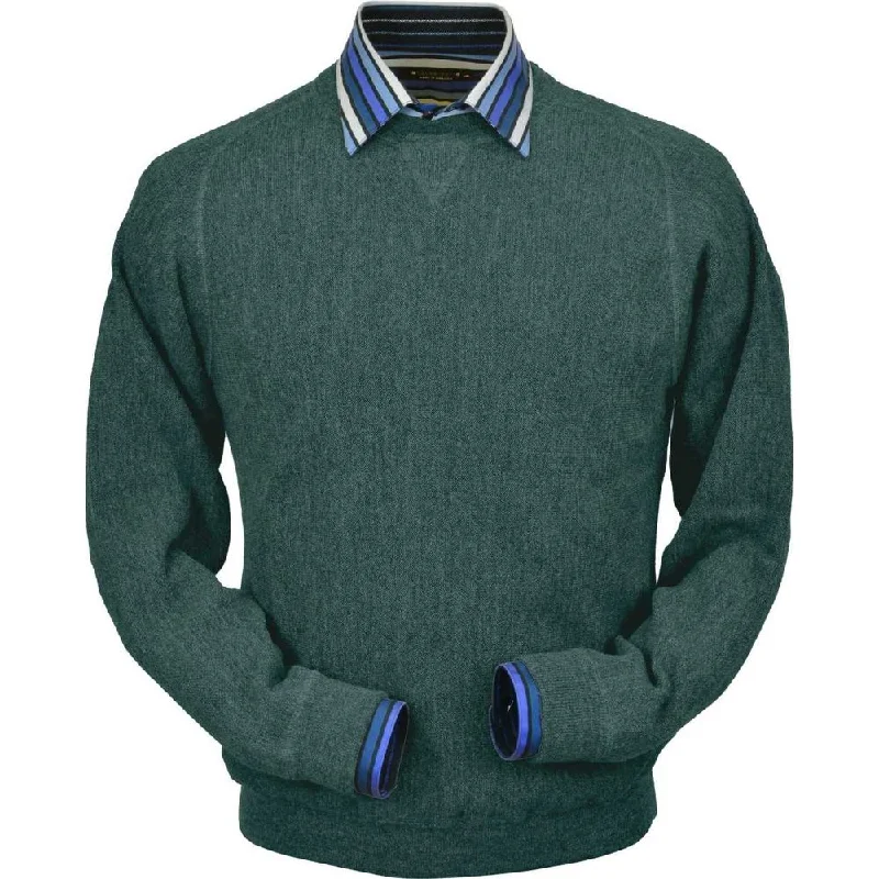 Men's Sweaters with Pockets and ZippersBaby Alpaca 'Links Stitch' Sweatshirt-Style Crew Neck Sweater in Bluegrass Heather by Peru Unlimited Men's Sweaters with Pockets and ZippersBaby Alpaca 'Links Stitch' Sweatshirt-Style Crew Neck Sweater in Bluegrass Heather by Peru Unlimited