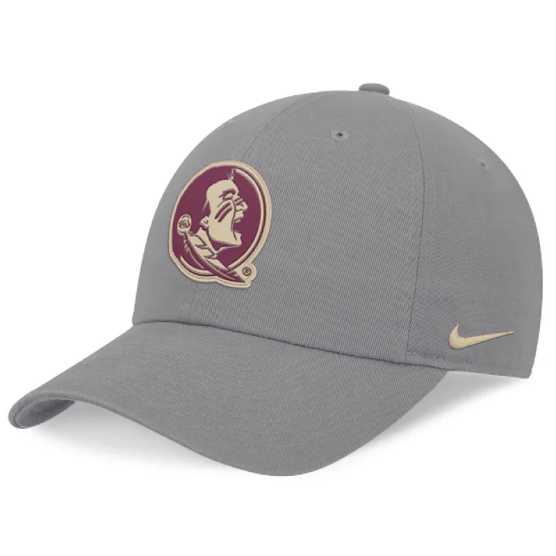 Black Cowboy HatsNike Seminole Logo Patch Adjustable Unstructured Club Cap - Pewter