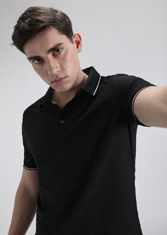 Men's Shirts with Scoop NecksSoft Black Stitchless Polo T-shirt