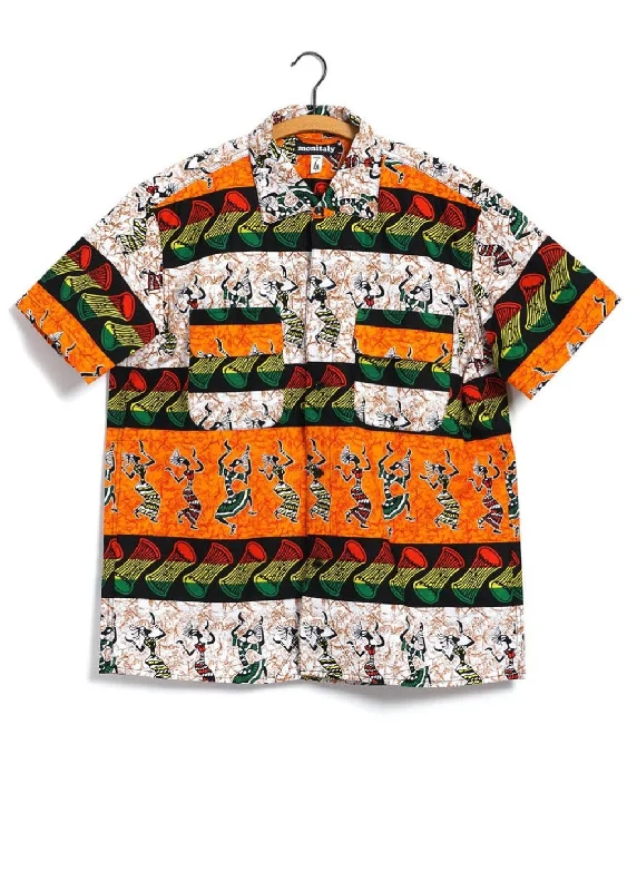 Men's Insulated Shirts for Cold Weather50s Milano Shirt | African Wax Block Print | Rasta