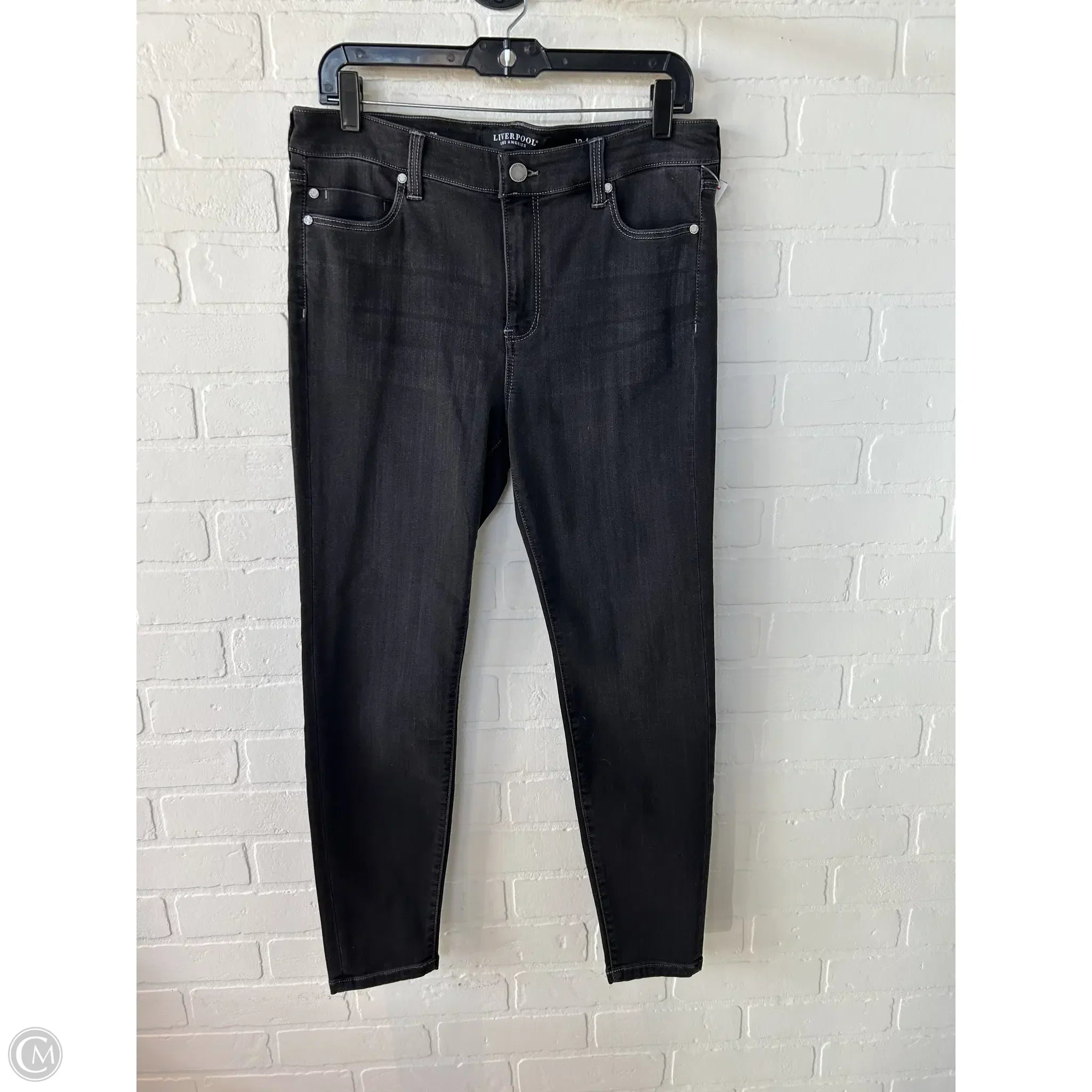 Oversized Relaxed-Fit Men's JeansJeans Skinny By Liverpool In Black Denim, Size: 12
