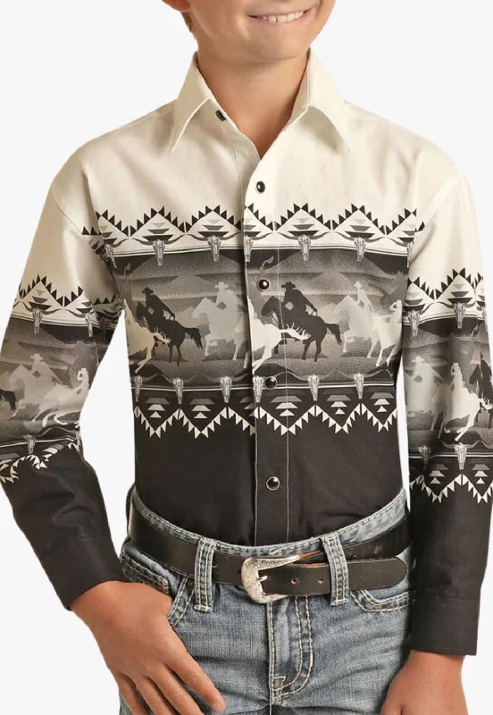 Men's Timeless Dress Shirts for Enduring StylePanhandle Boys Bronco Snap Long Sleeve Shirt