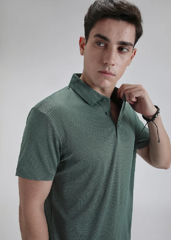 Men's Shirts with Graphic PrintsPatterned Grey Stitchless Polo T-shirt