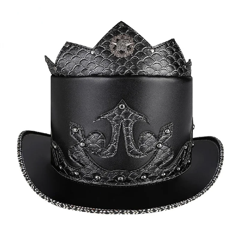 Oversized Fedora HatsMen's Gothic Strappy Perlage Hat