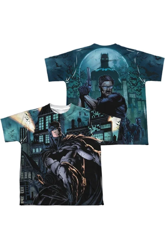 Men's Shirts with Embellished SleevesBatman Coming For You (Front/Back Print) Short Sleeve Youth Poly Crew Tee / T-Shirt
