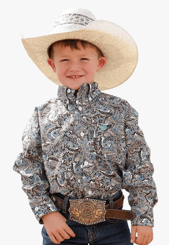 Men's Layering Shirts for Seasonal TransitionsCinch Boys Paisley Print Button Down Long Sleeve Shirt