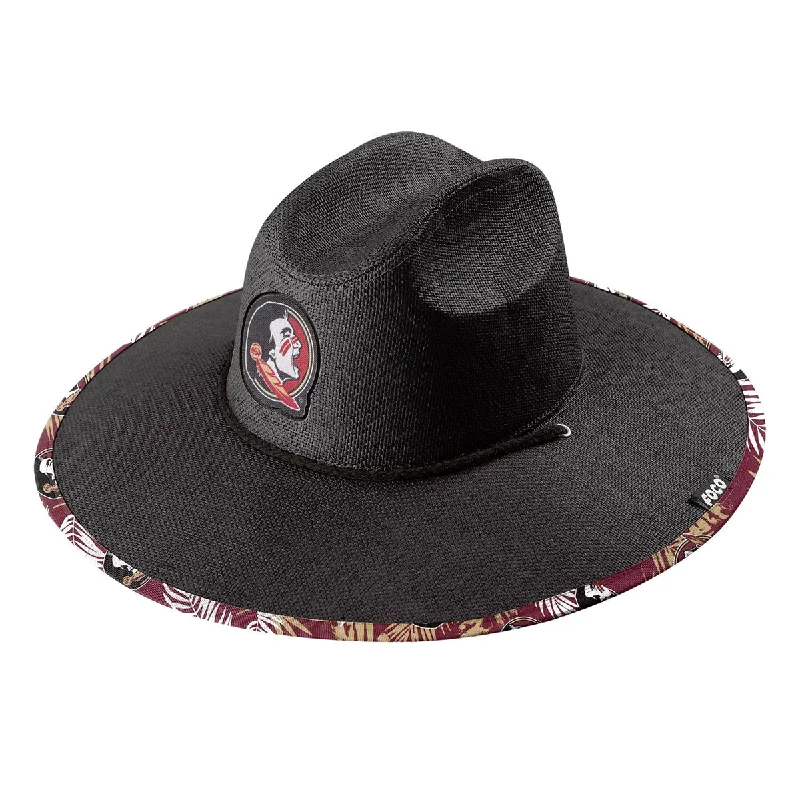 Fashionable Fedora HatsForever Collectibles Seminole Logo Straw Hat - Black