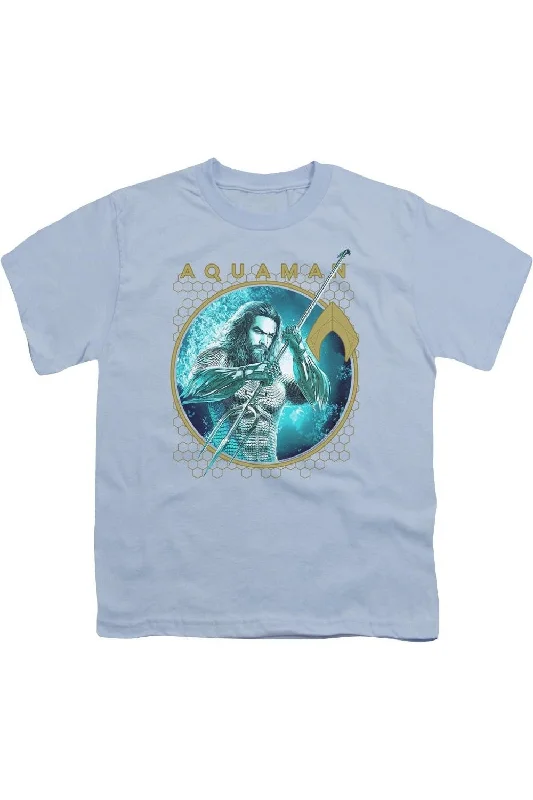 Warm Men's Fleece-Lined TopsAquaman Movie Trident Of Neptune Short Sleeve Youth Tee / T-Shirt