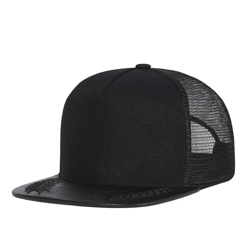 Classic Bowler HatsMen's Street Fashion Leaves Embroidered Mesh Cap