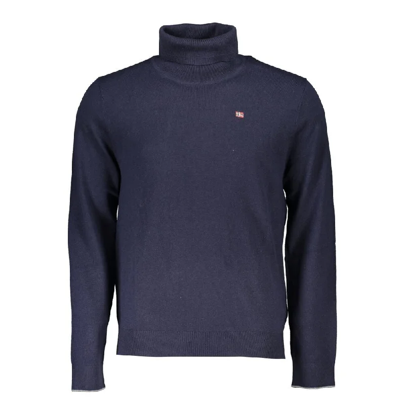 Men's Sweaters with Button CuffsNapapijri Blue Fabric Men Men's Sweater