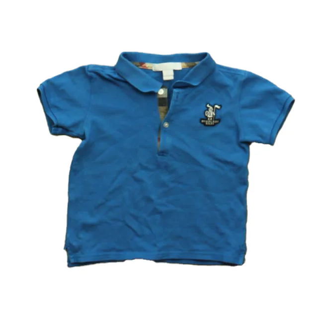 Men's Shirts with Patchwork SleevesBurberry Boys Blue Polo Shirt