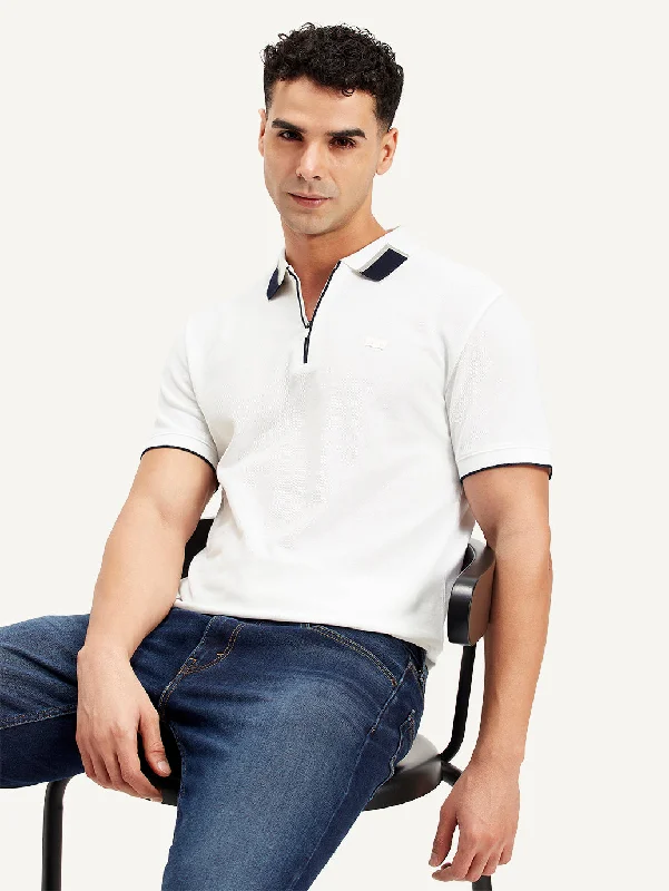 Men's Three-Quarter Sleeved TopsMen's Solid Slim Fit Polo T-shirt