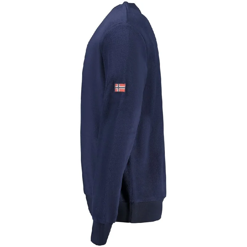 Solid-Colored Men's SweatersNorway 1963 Blue Polyester Men's Sweater