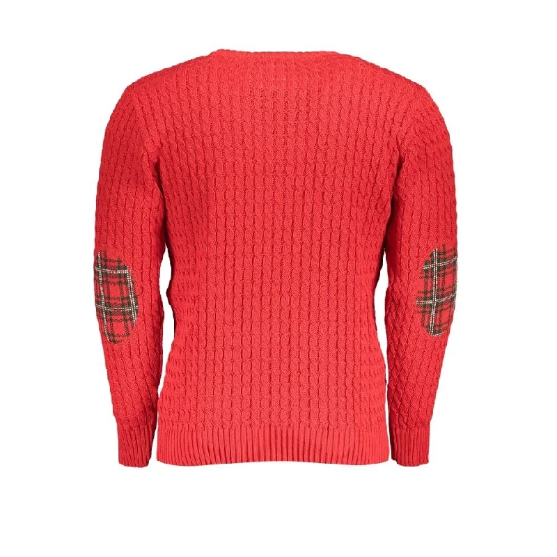 Men's Sweaters for Mild WeatherU.S. Grand Polo Elegant Twisted Crew Neck Sweater in Men's Pink