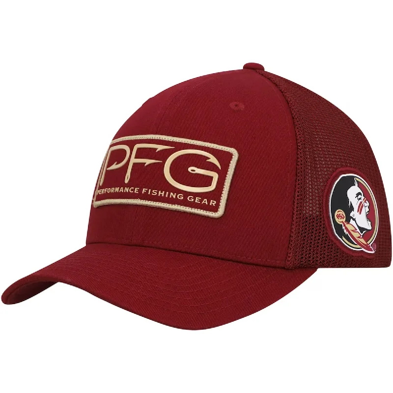 Youth Baseball HatsColumbia Seminole Logo PFG Mesh Hooks Ball Stretch Fit Cap - Garnet