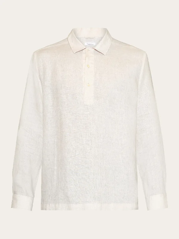 Men's Shirts for Outdoor ActivitiesLoose linen polo shirt - GOTS/Vegan - Light feather gray