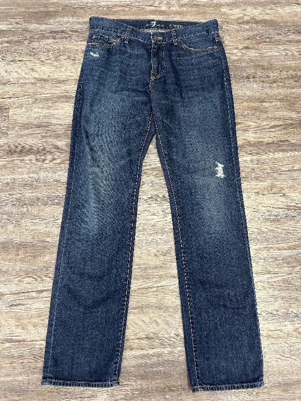 Men's Jeans in Unique PatternsJeans Designer By 7 For All Mankind In Blue Denim, Size: 14