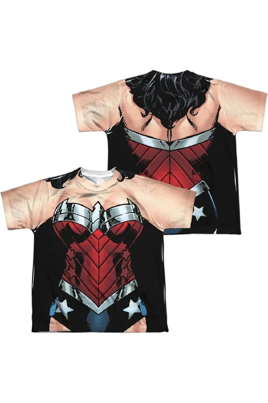 Men's Shirts with Embellished HemlinesJustice League of America Wonder Woman 52 (Front/Back Print) Short Sleeve Youth Poly Crew Tee / T-Shirt