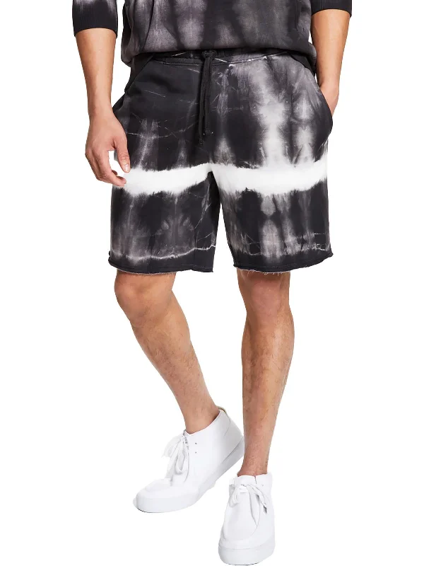 Oversized Men's Loungewear ShortsMens Fleece Tie Dye Cutoff Shorts