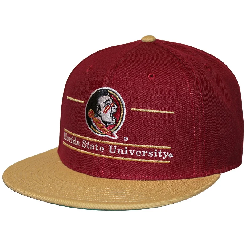 Bright Straw HatsThe Game Men's Seminole Logo/Florida State University Design Adjustable Snapback Cap - Garnet/Gold