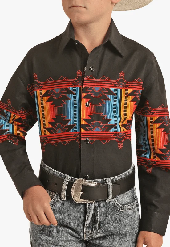 Men's Performance Shirts for Active LifestylesPanhandle Boys Aztec Snap Long Sleeve Shirt