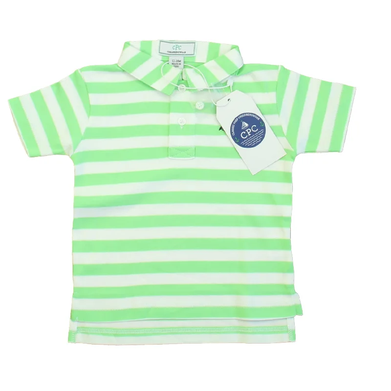 Men's Shirts with Appliquéd SleevesClassic Prep Boys Summer Green | Bright White Polo Shirt Size: 12-24 Months