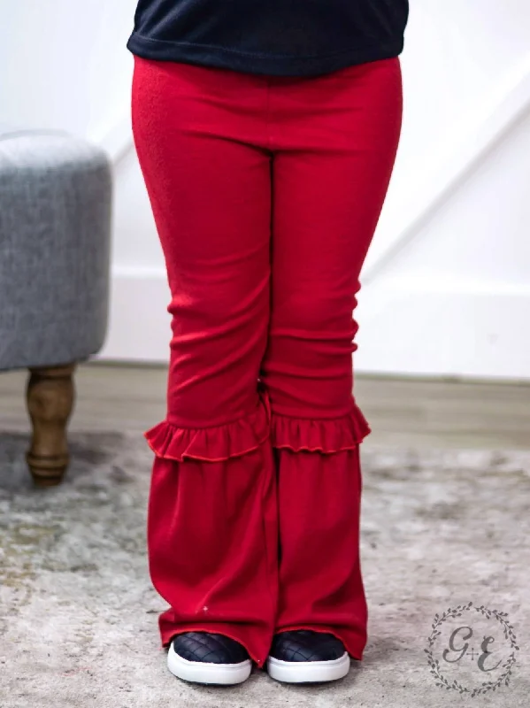 Functional Design Men's Tactical ShortsGirl's Ruffle My Feathers Flare Pants With Ruffle In Red